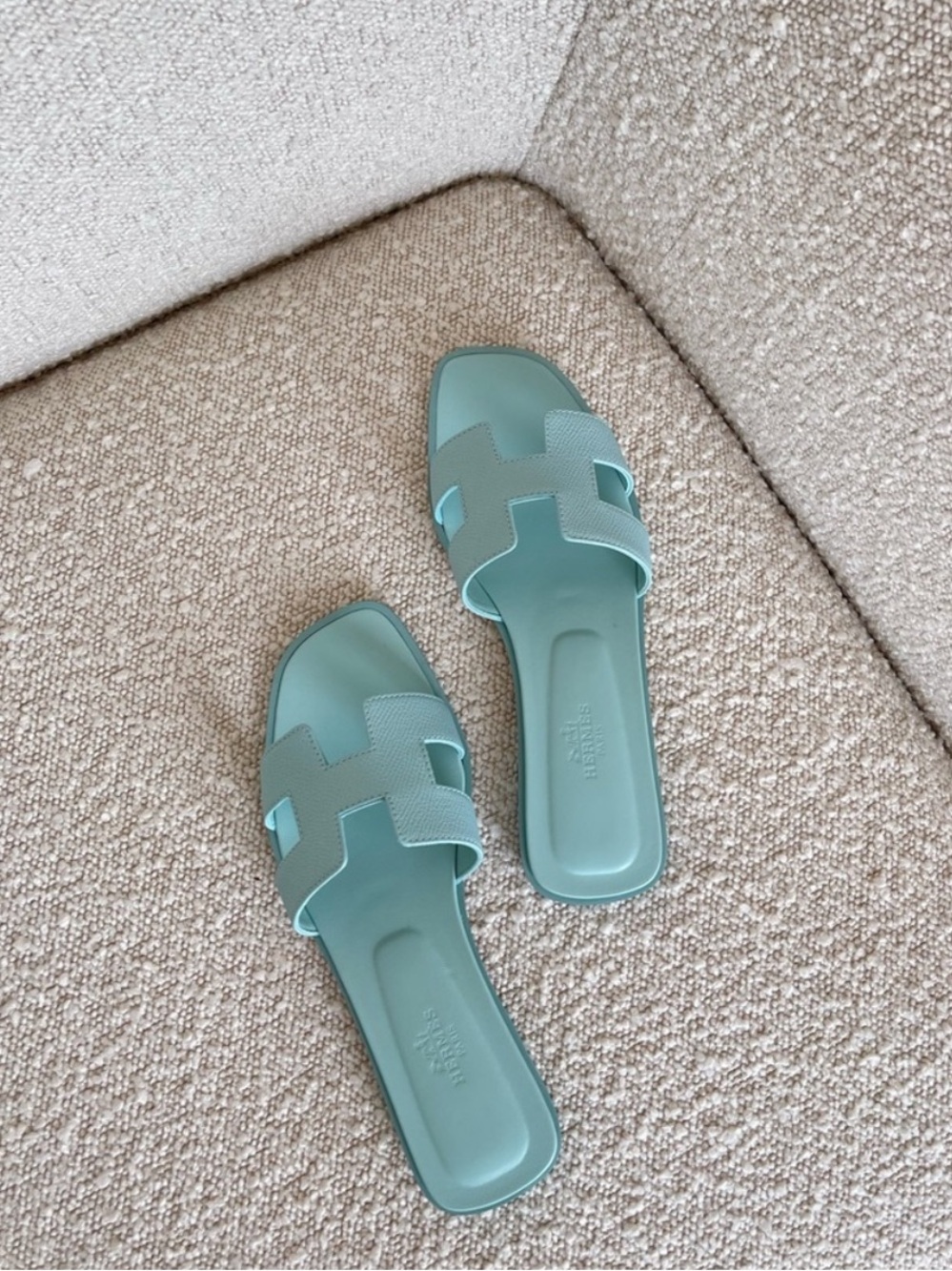 Hermes Oran Sandals Epsome vert embrun